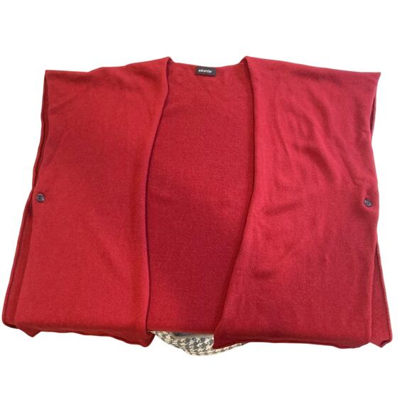 Eskandar Red Extrafine Wool Cashmere Tabard Cardigan Wrap Shawl Sweater OS - Picture 7 of 8